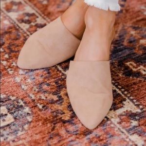 Pink lily Emma Suede Taupe Mules NEW